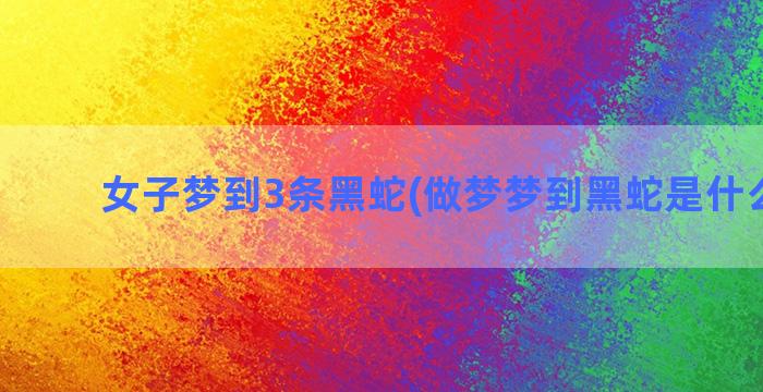 女子梦到3条黑蛇(做梦梦到黑蛇是什么征兆)