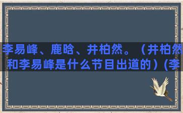 李易峰、鹿晗、井柏然。（井柏然和李易峰是什么节目出道的）(李易峰鹿晗谁更火)