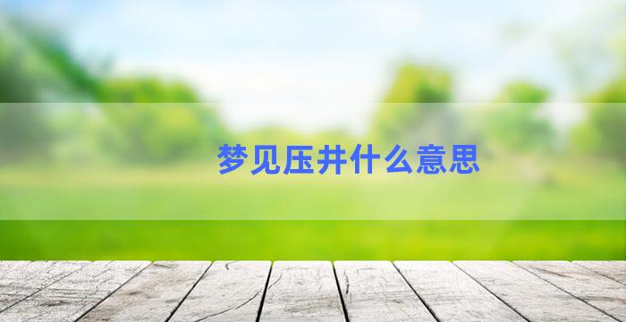 梦见压井什么意思