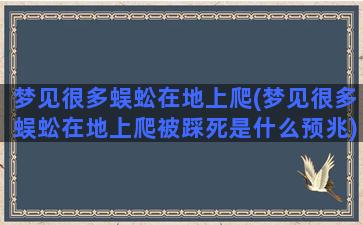 梦见很多蜈蚣在地上爬(梦见很多蜈蚣在地上爬被踩死是什么预兆)