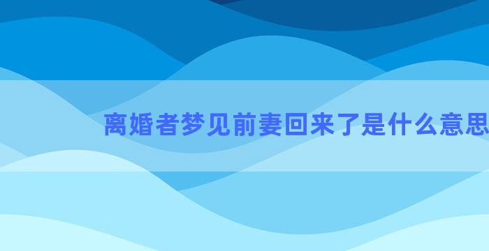 离婚者梦见前妻回来了是什么意思